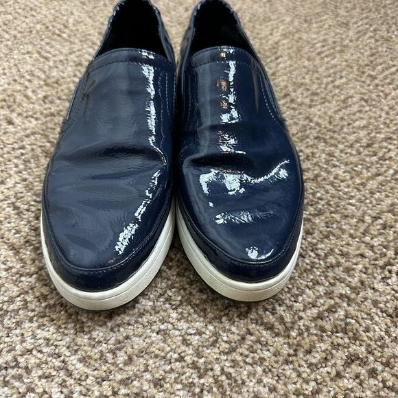 Donald Pliner Martyn Navy Blue Crinkle Slip On Sneaker Sz 6 M - Picture 2 of 9